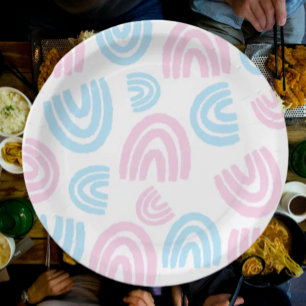 Trans Pride Pastel Rainbow Paper Plates