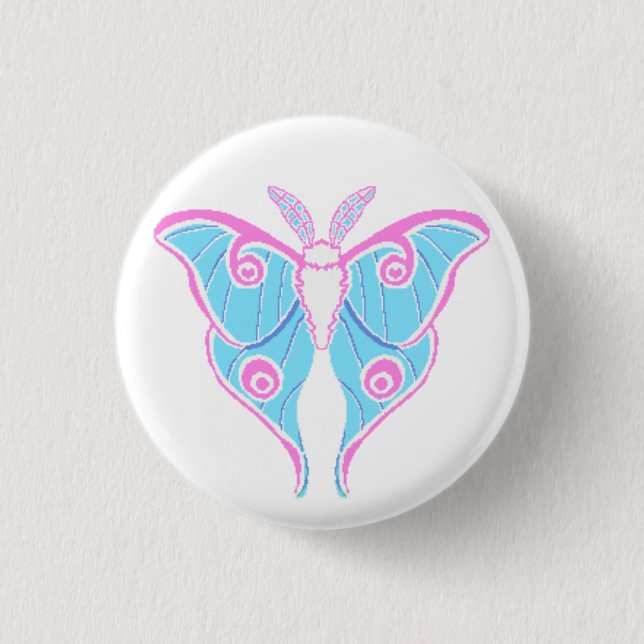 Trans Pride Pixel Moth Button (Front)