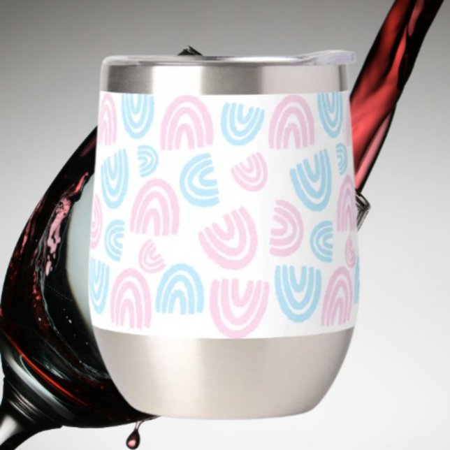 Trans Pride Rainbow Stemless Wine Tumbler (Creator Uploaded)