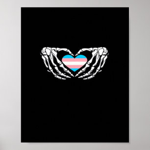 Trans Pride Skeleton Halloween Goth Heart Creative Poster