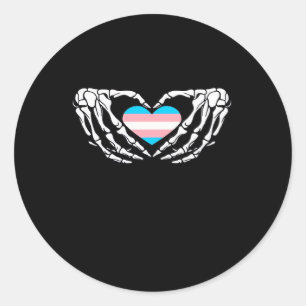 Trans Pride Skeleton Halloween Transgender Goth He Classic Round Sticker