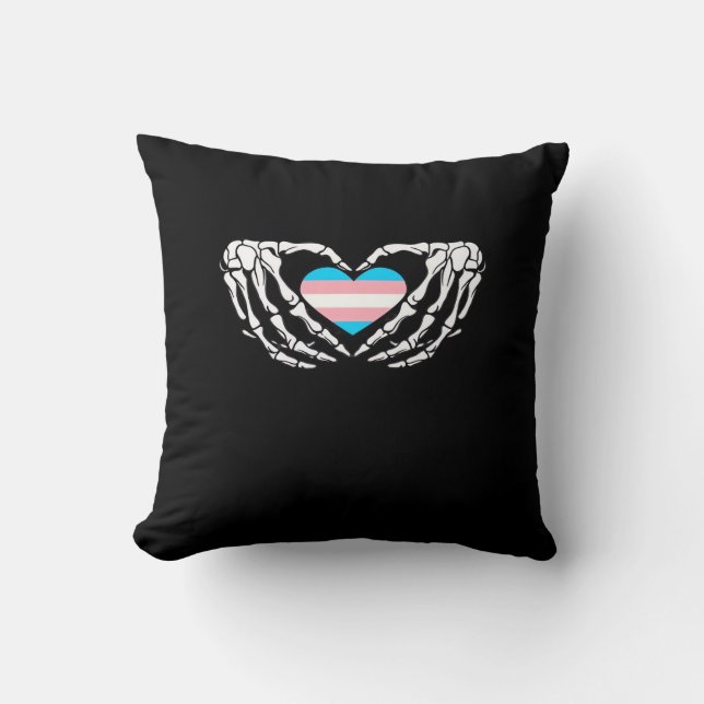 Trans Pride Skeleton Halloween Transgender Goth He Cushion (Front)