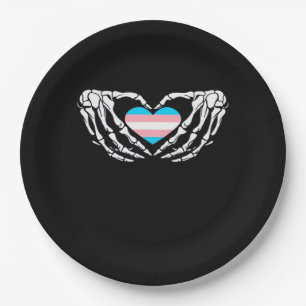 Trans Pride Skeleton Halloween Transgender Goth He Paper Plate
