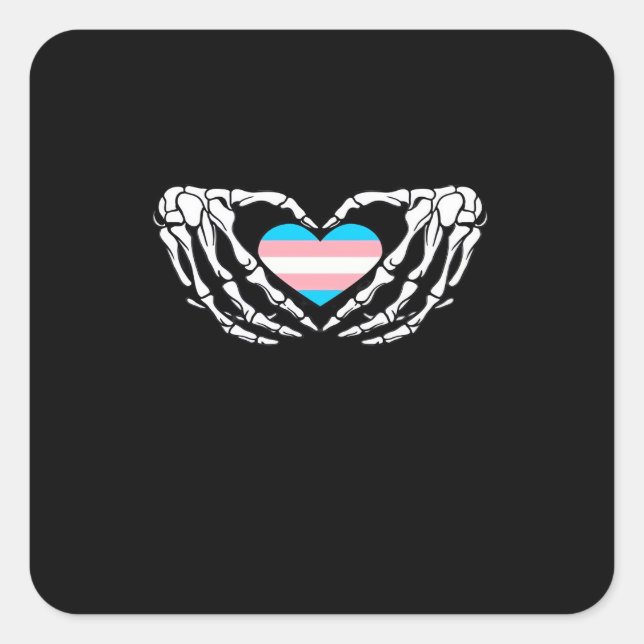 Trans Pride Skeleton Halloween Transgender Goth He Square Sticker (Front)