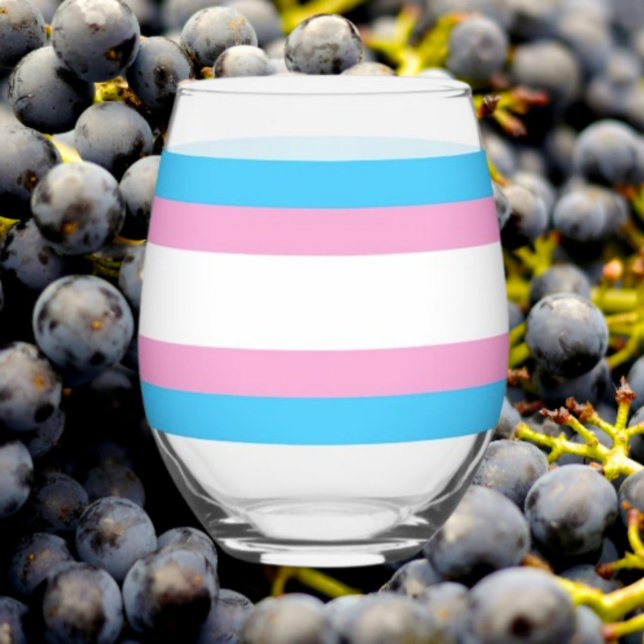 Trans Pride Stemless Wine Glass: Pour with Pride Glass (Creator Uploaded)