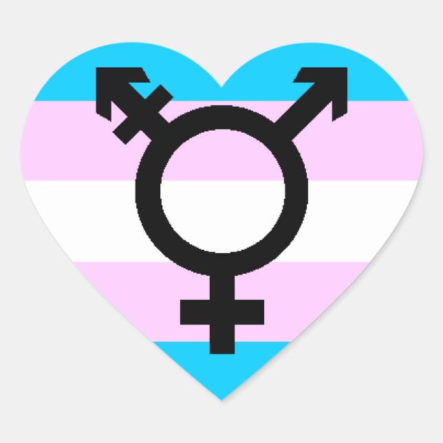 Trans Pride stickers - hearts, with symbol (Front)