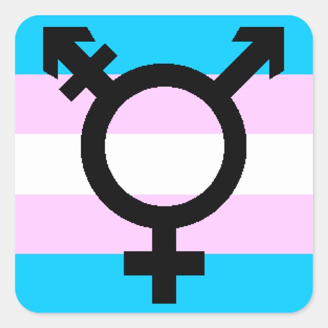 Trans Pride stickers - rounded, with symbol (Front)
