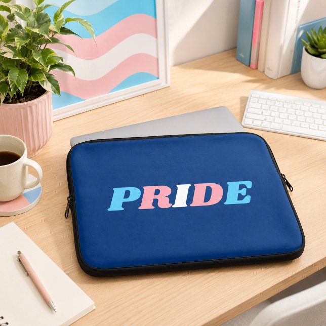 Trans Pride Transgender Flag Colours Typography Laptop Sleeve (Creator Uploaded)