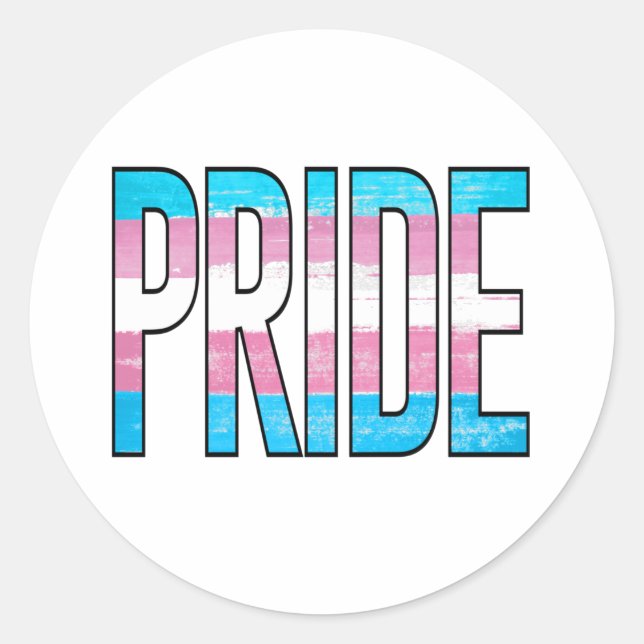 Trans Pride Word Classic Round Sticker (Front)
