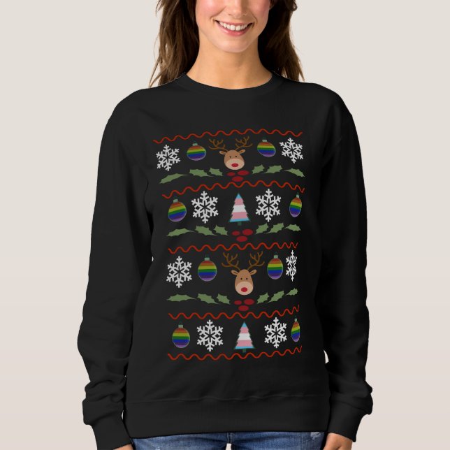 Trans Rainbow Christmas Sweatshirt (Front)