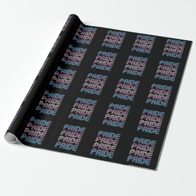 Trans Retro Pride Letters Wrapping Paper (Unrolled)