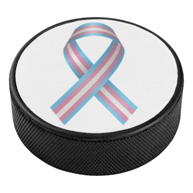 Trans ribbon with white background hockey puck (3/4)