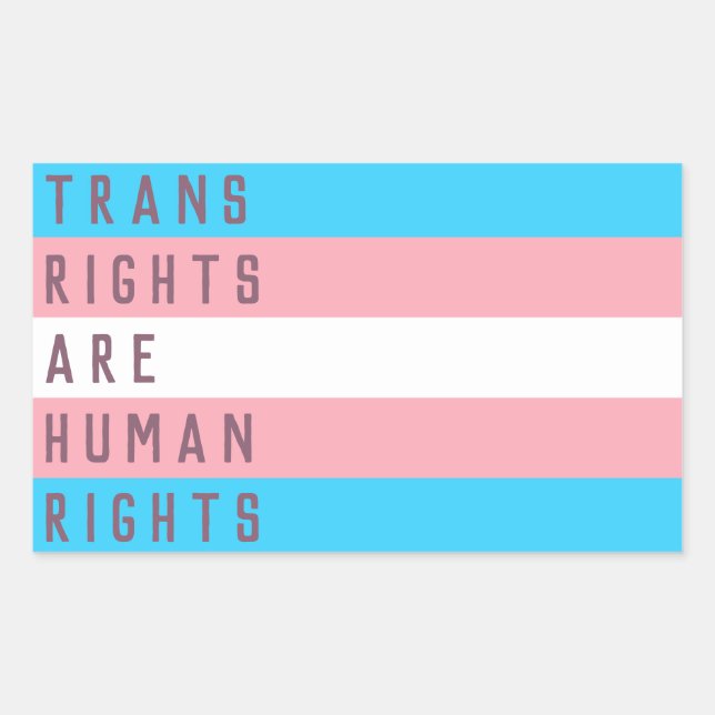 Trans Rights Are Human Rights Transgender Flag Rectangular Sticker (Front)