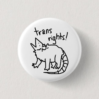 trans rights possum 3 cm round badge
