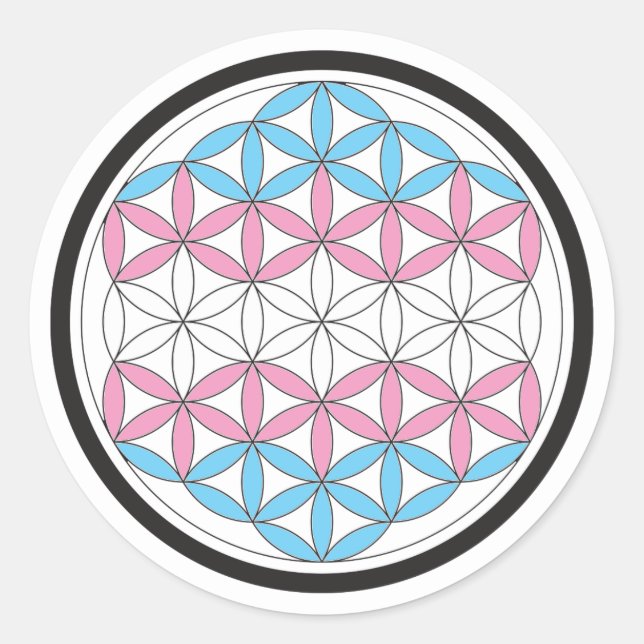 trans sacred geometry classic round sticker (Front)
