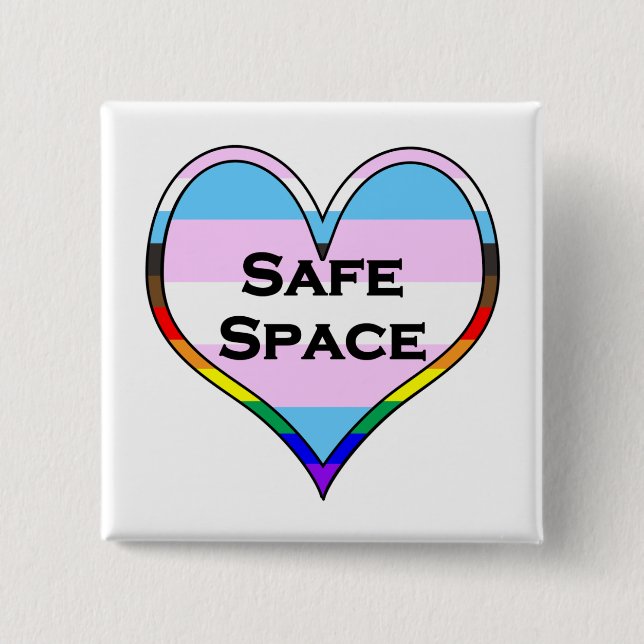 Trans Safe Space Heart 15 Cm Square Badge (Front)