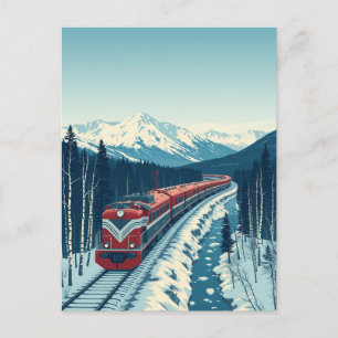 Trans-Siberian Railway Vintage Travel Postcard