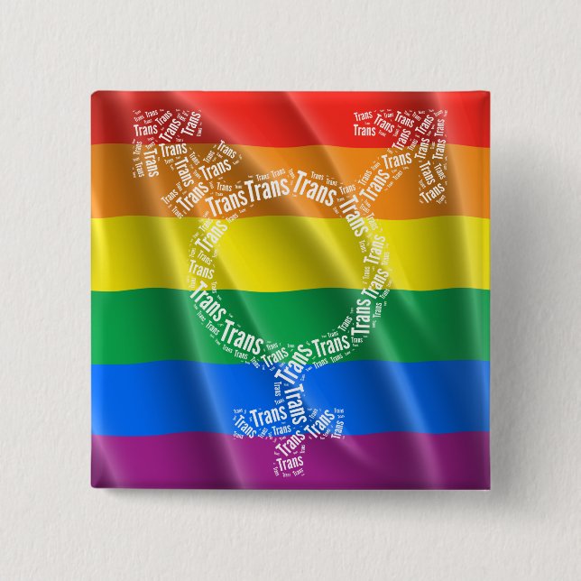 TRANS SYMBOL PATTERN WHITE -.png 15 Cm Square Badge (Front)