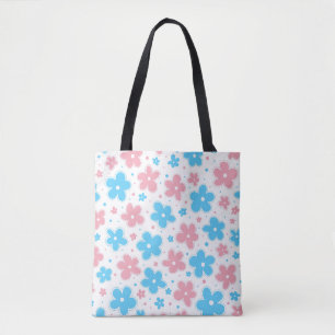 Trans Transgender Pride Flag Flowers Doodle Pastel Tote Bag