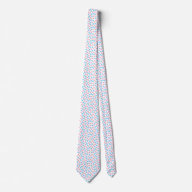 Trans Transgender Pride Flag Stars Pink Blue White Tie (Front)