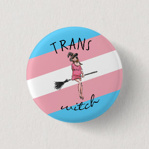 TRANS WITCH 3 CM ROUND BADGE