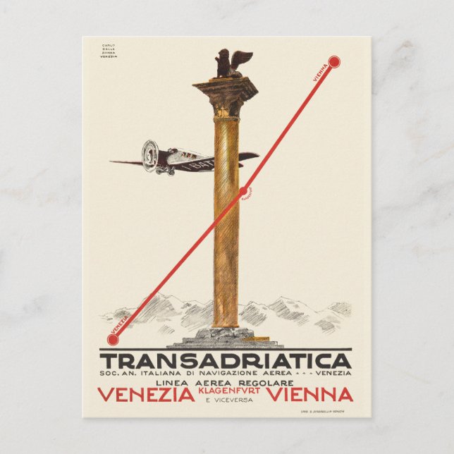 Transadriatica Italy Vintage Poster 1925 Postcard (Front)