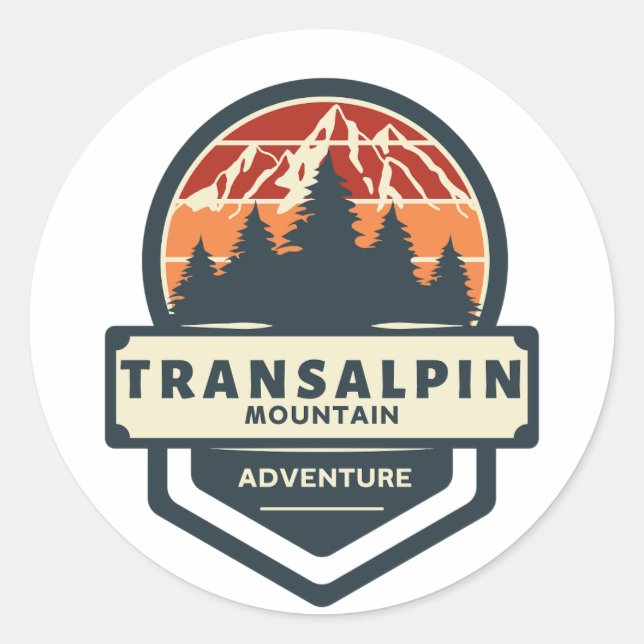 Transalpina mountain peak climbing and hiking classic round sticker (Front)
