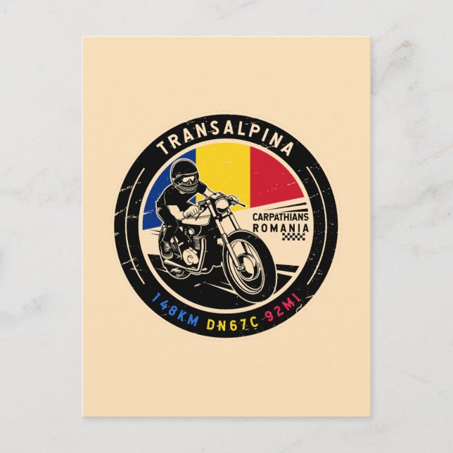Transalpina Romania Motorcycle Postcard (Front)
