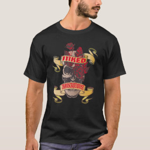 Transcriptionist Inked Skull & Red Roses Tattoo T-Shirt
