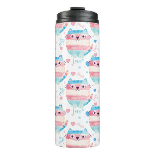 Transexual Pride Love is Love, Cute Cat LGBTQ Thermal Tumbler