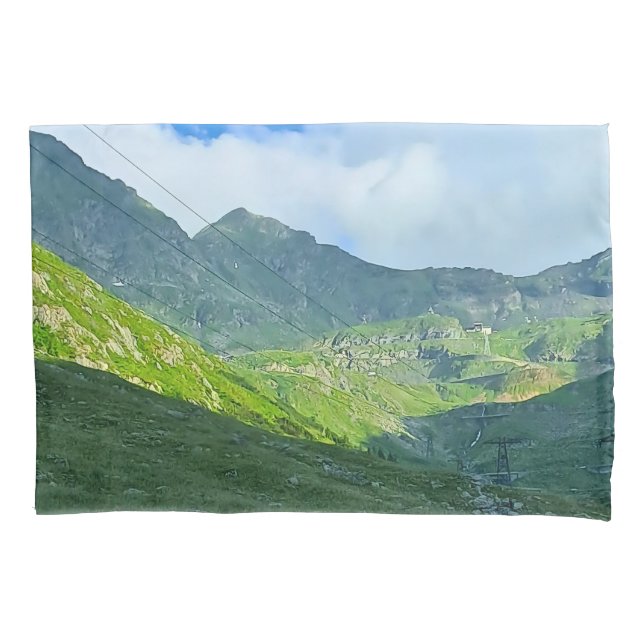 Transfagarasan Alpine View – Romania Mountain Art Pillowcase (Front)