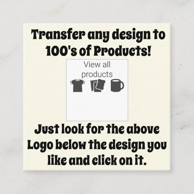 Transfer Design Info Enclosure Card (Front)