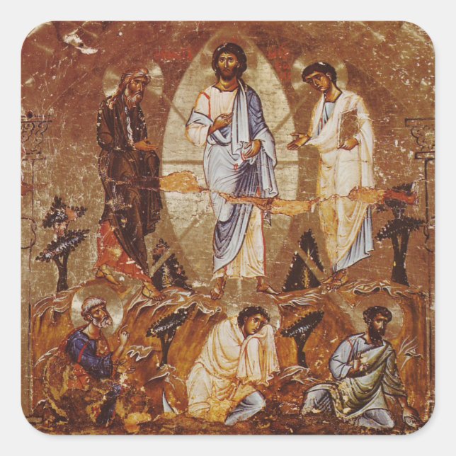 Transfiguration of Christ Orthodox Christian Icon Square Sticker (Front)