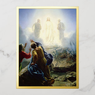 Transfiguration of Jesus, Religious   Foil Holiday Postcard