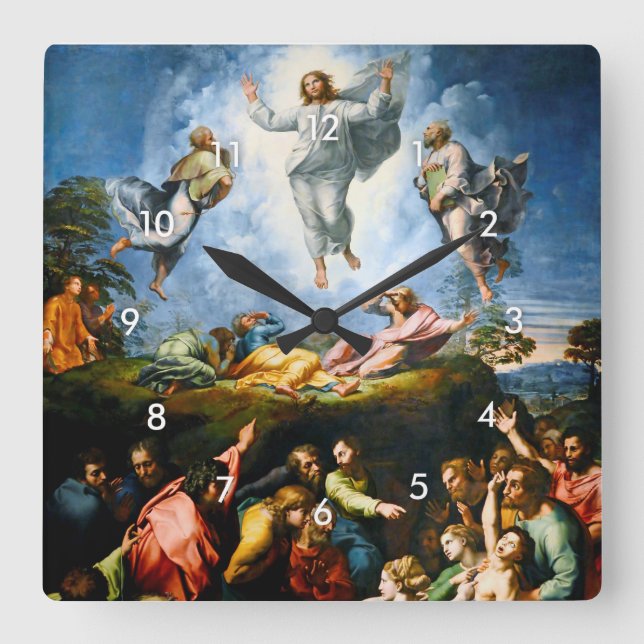Transfiguration, Raphael Square Wall Clock (Front)