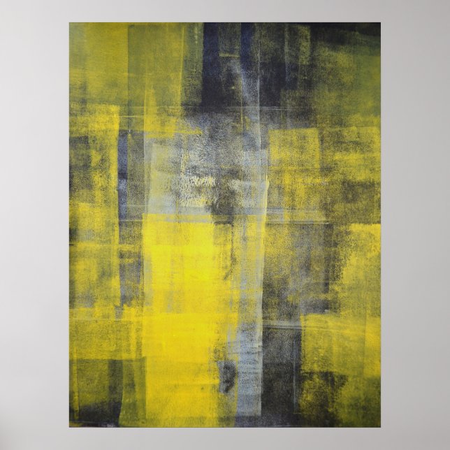 'Transform' Black and Yellow Abstract Art Print (Front)