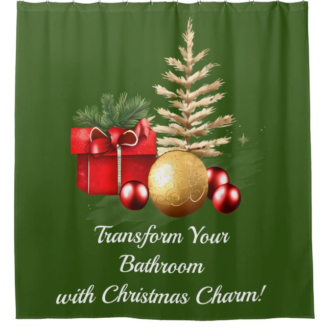 Transform Your Bathroom with Christmas Charm! Shower Curtain (Front)