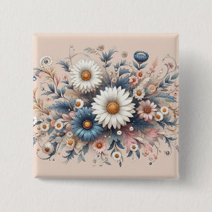 Transform Your Space with Elegant Daisy Floral 15 Cm Square Badge