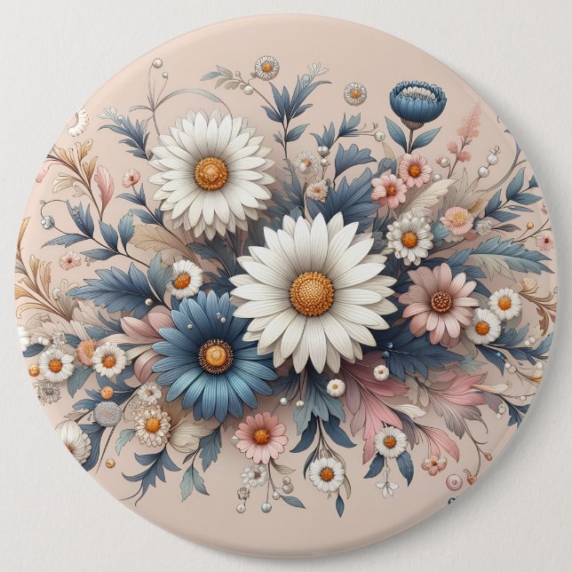 Transform Your Space with Elegant Daisy Floral 6 Cm Round Badge (Front)