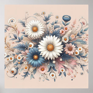 Transform Your Space with Elegant Daisy Floral Foil Prints