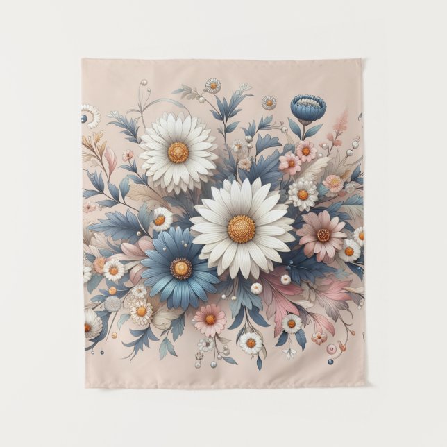 Transform Your Space with Elegant Daisy Floral Tapestry (Front)