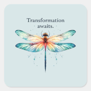 Transformation Awaits - Artistic Dragonfly Square Sticker