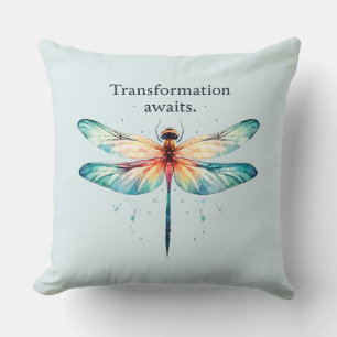 Transformation Awaits - Colourful Dragonfly Cushion