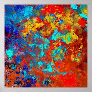 Transformations XXI Blue Red Teal Abstract Poster