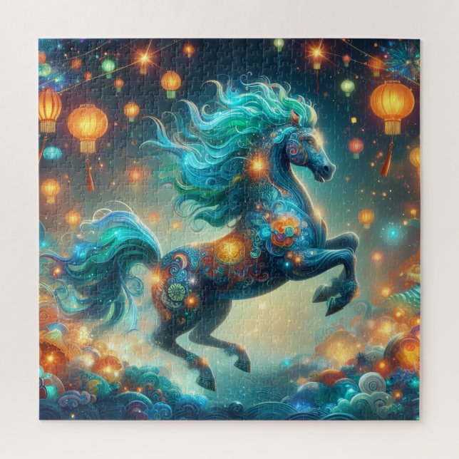 Transformative Teal Horse Jigsaw Puzzle (Vertical)