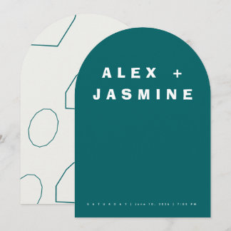 Transformative Teal Modern Arched Wedding Invitation