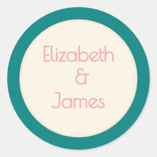Transformative Teal Modern  Contemporary Wedding Classic Round Sticker