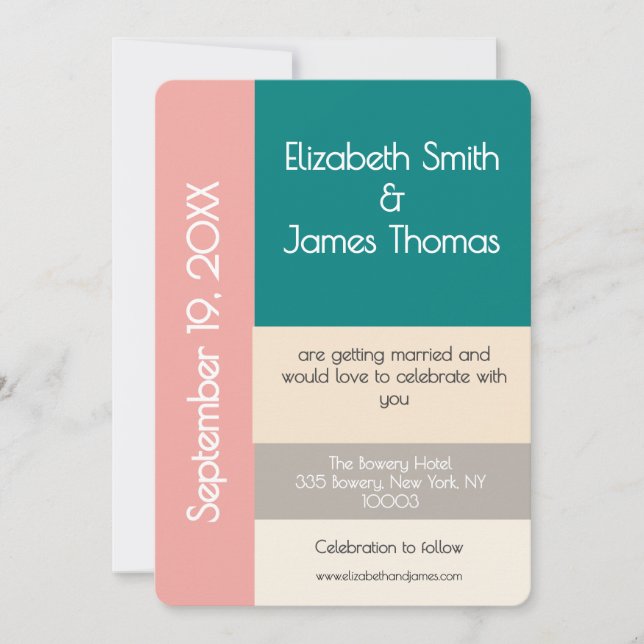Transformative Teal Modern  Contemporary Wedding Invitation (Front)