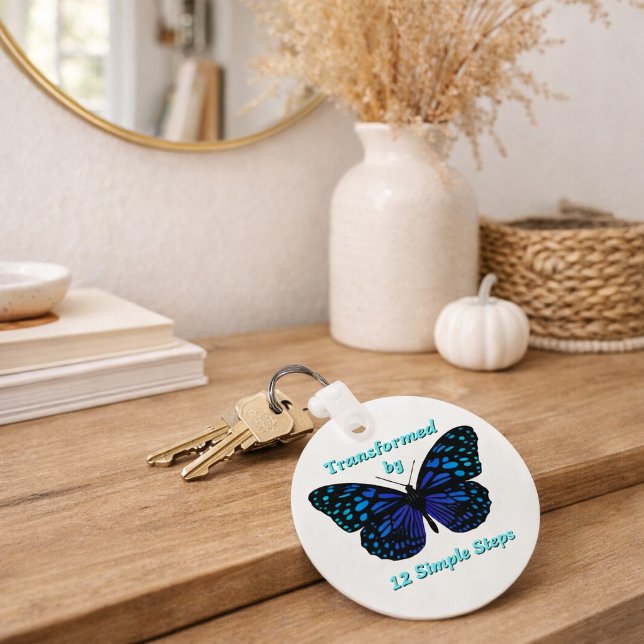 Transformed by 12 Simple Steps, AA, NA, Al-Anon  Key Ring (Creator Uploaded)