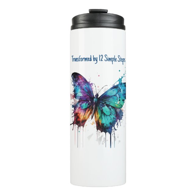 Transformed by 12 Simple Steps Thermal Tumbler (Front)